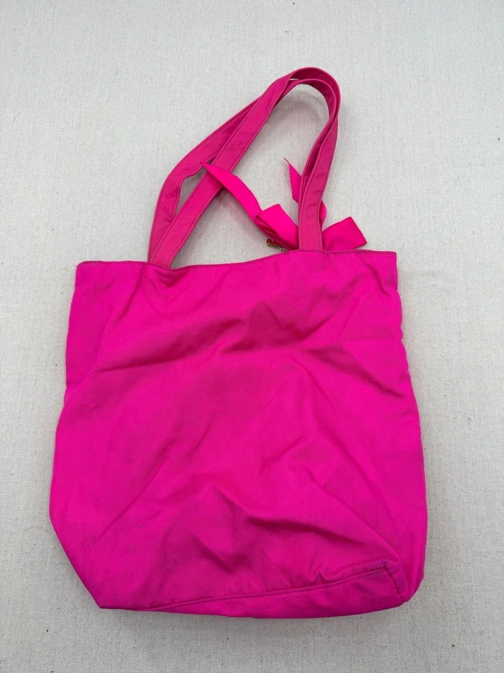 Juicy Couture Bright Hot Pink Tote with Bow and Branded Plaque